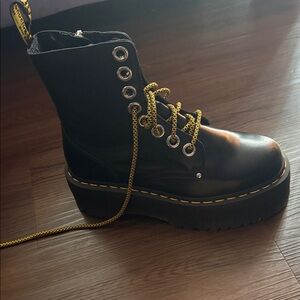 Dr. Martens Black Boots with Yellow Laces